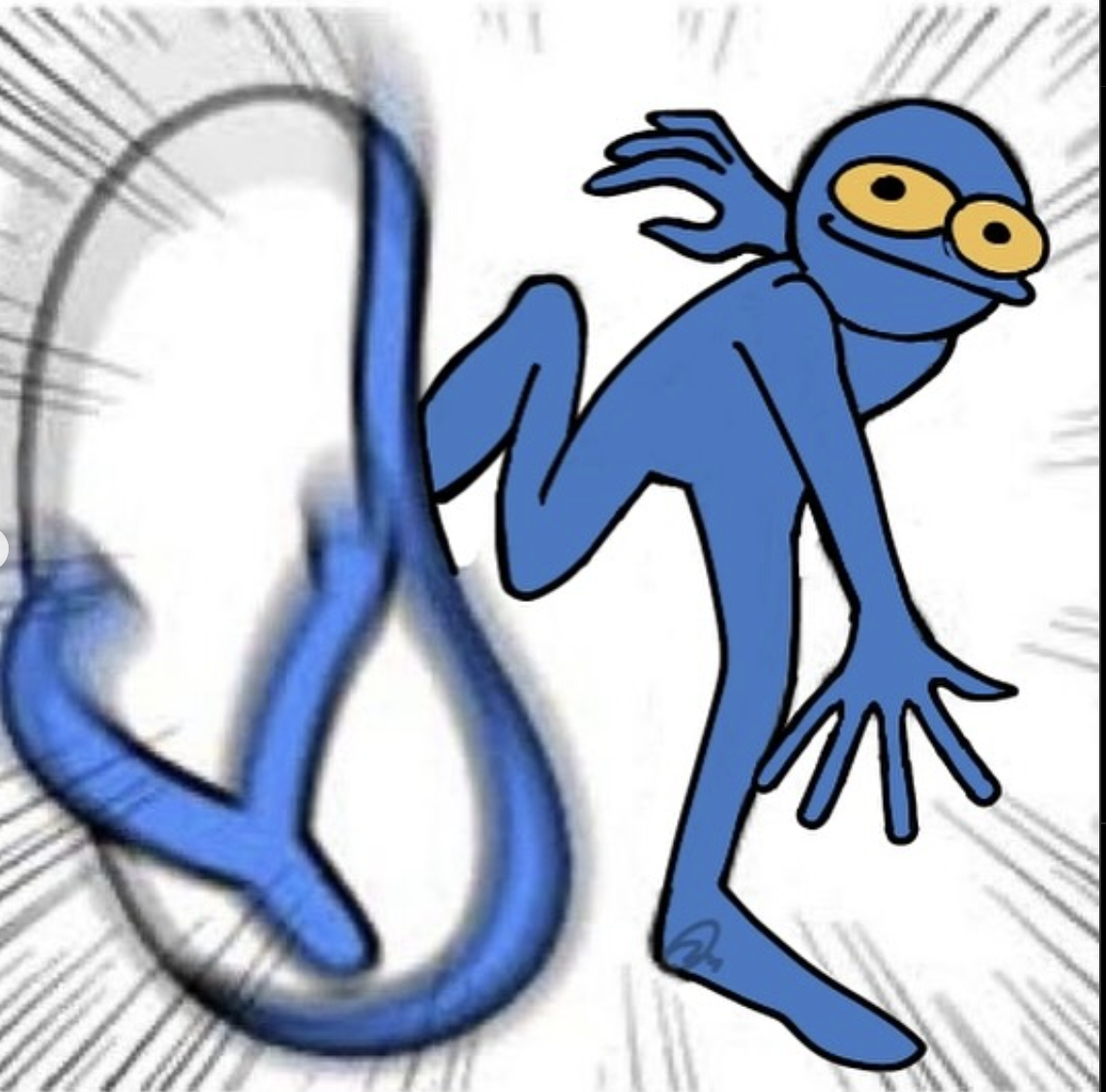 Blue Guy in dynamic action pose