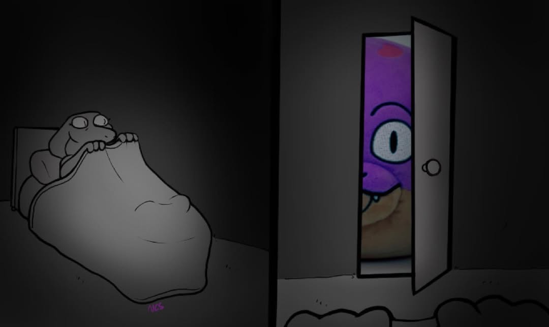 Bed and door peek meme
