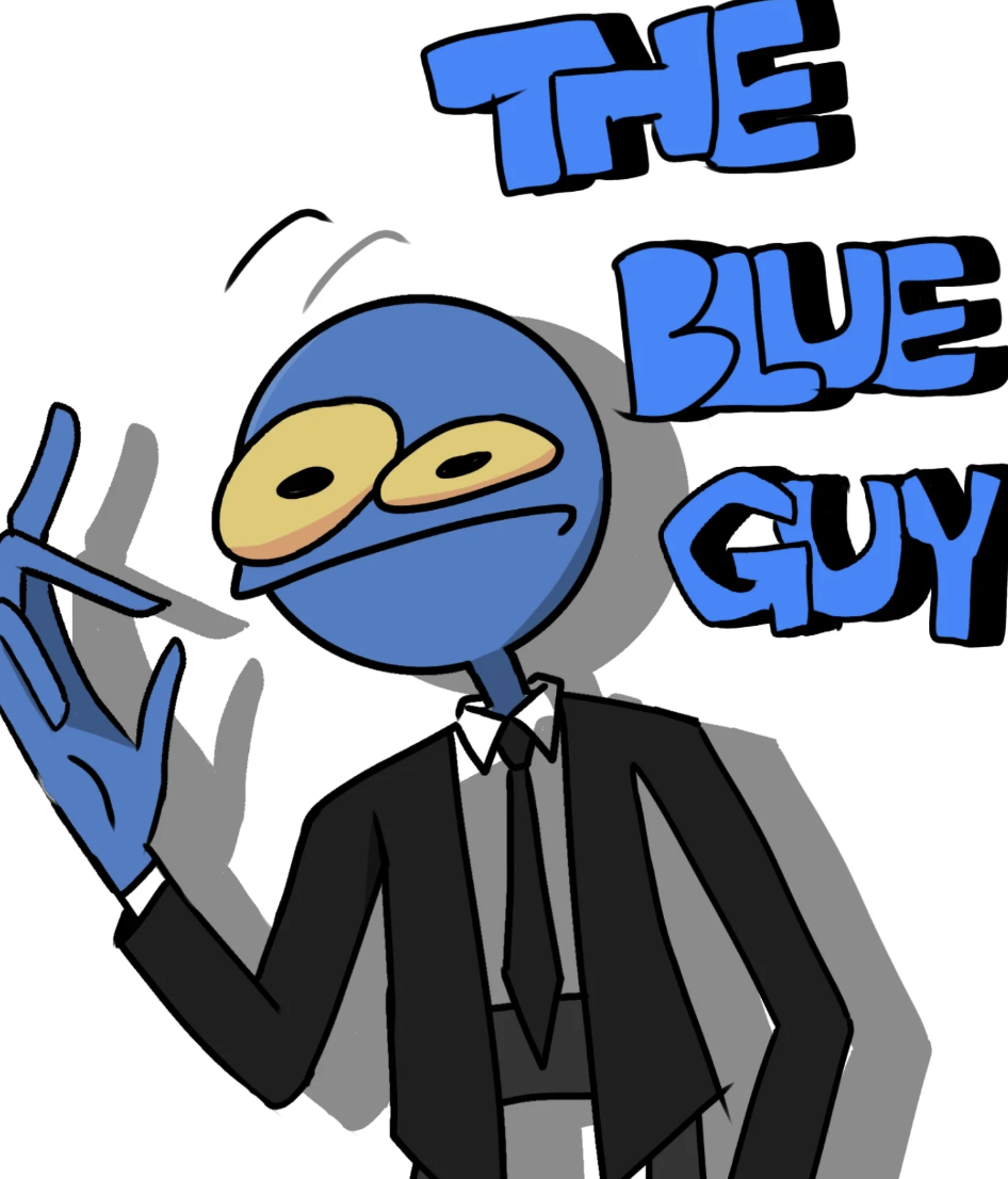 The Blue Guy in business suit